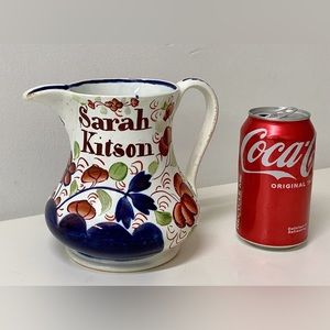 c. 1840 Unrecorded Gaudy Welsh Marriage Jug Inscribed "John & Sarah Kitson"